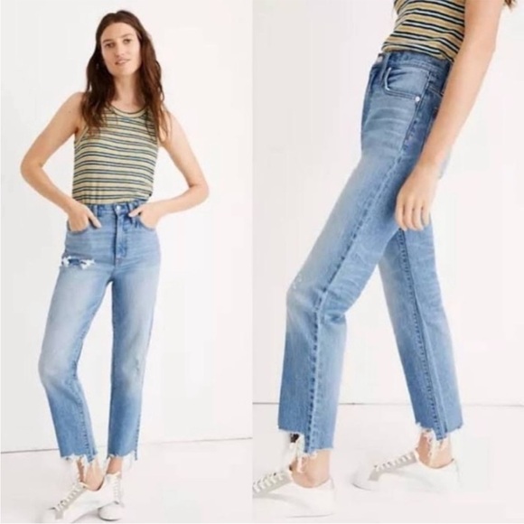 Madewell Classic Straight Leg Distressed Jeans Sz 28 - Picture 15 of 15